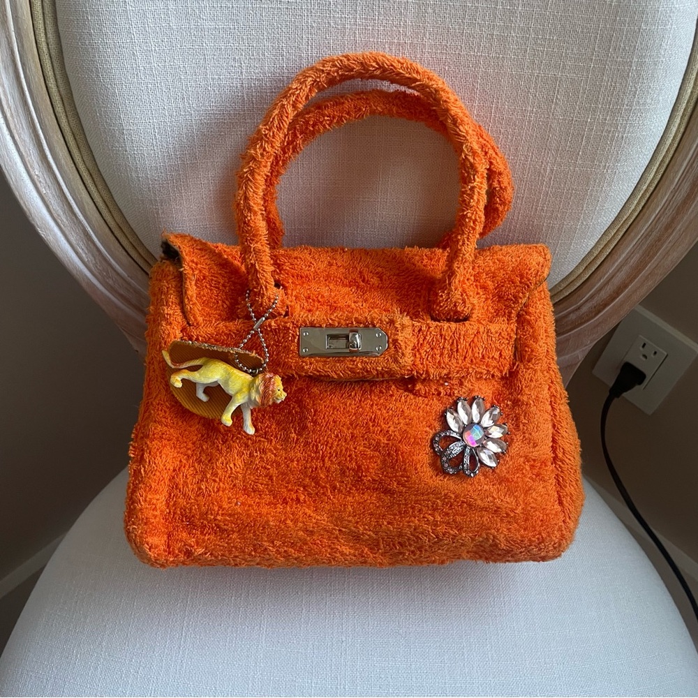 NWT MONICA BIANCO  orange  small terry cloth bag
